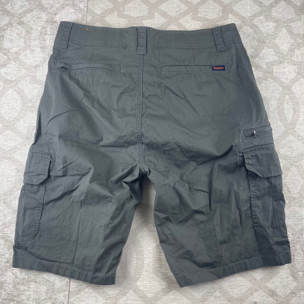 WearFirst Cargo Shorts Men 32 Olive Ripstop Stretch Cotton Summer Utility Shorts - Picture 8 of 8